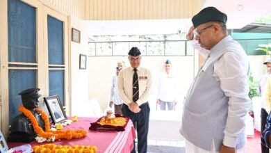 The minister collected soil from the courtyard for the Martyrs' Honor Yatra.