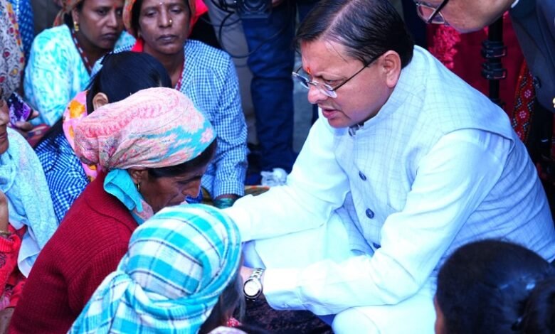 CM Dhami celebrated Diwali among the disaster-affected people